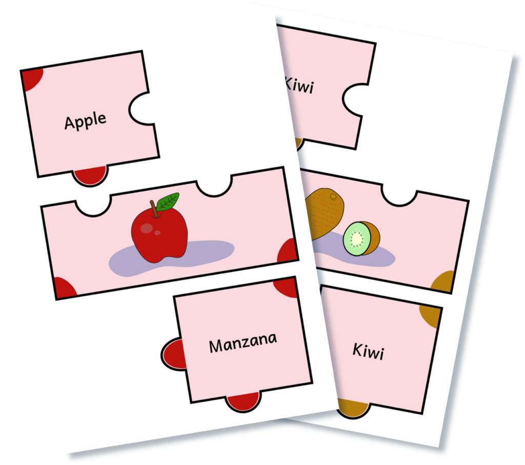 Bilingual Classroom , Free English Spanish matching Fruits activity for kids