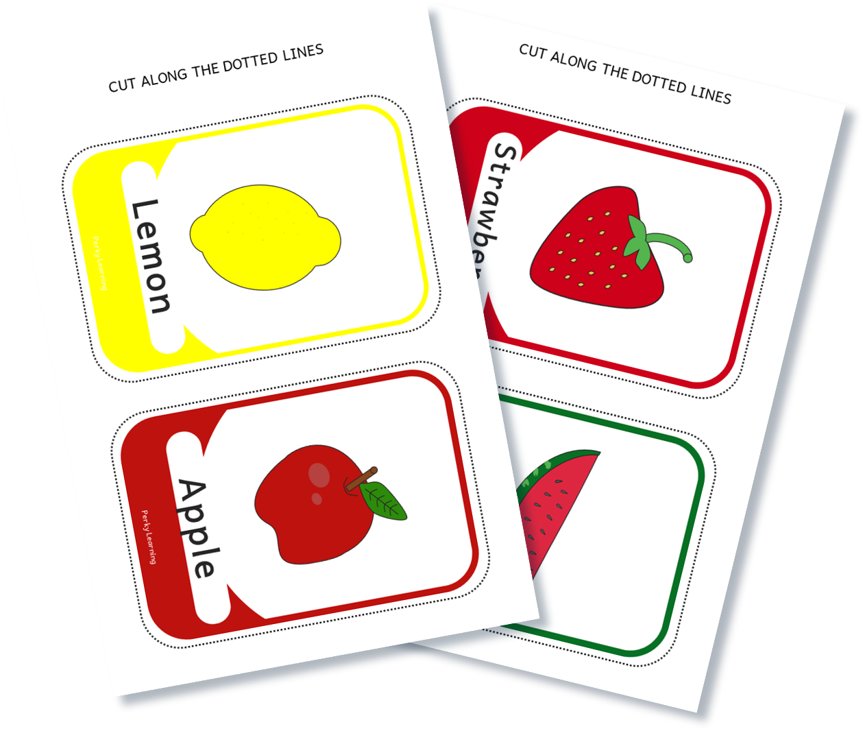 Free printable fruits flashcards for kids