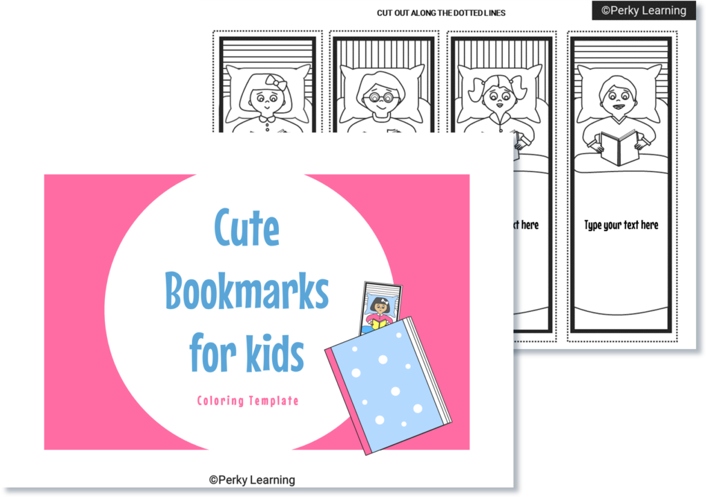 Free Cute Bookmark for coloring. Bookworm lovers
