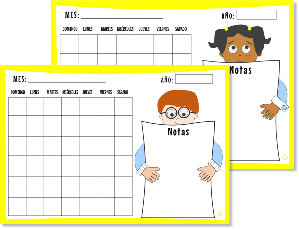 Free Spanish Blank Calendar Templates for kids