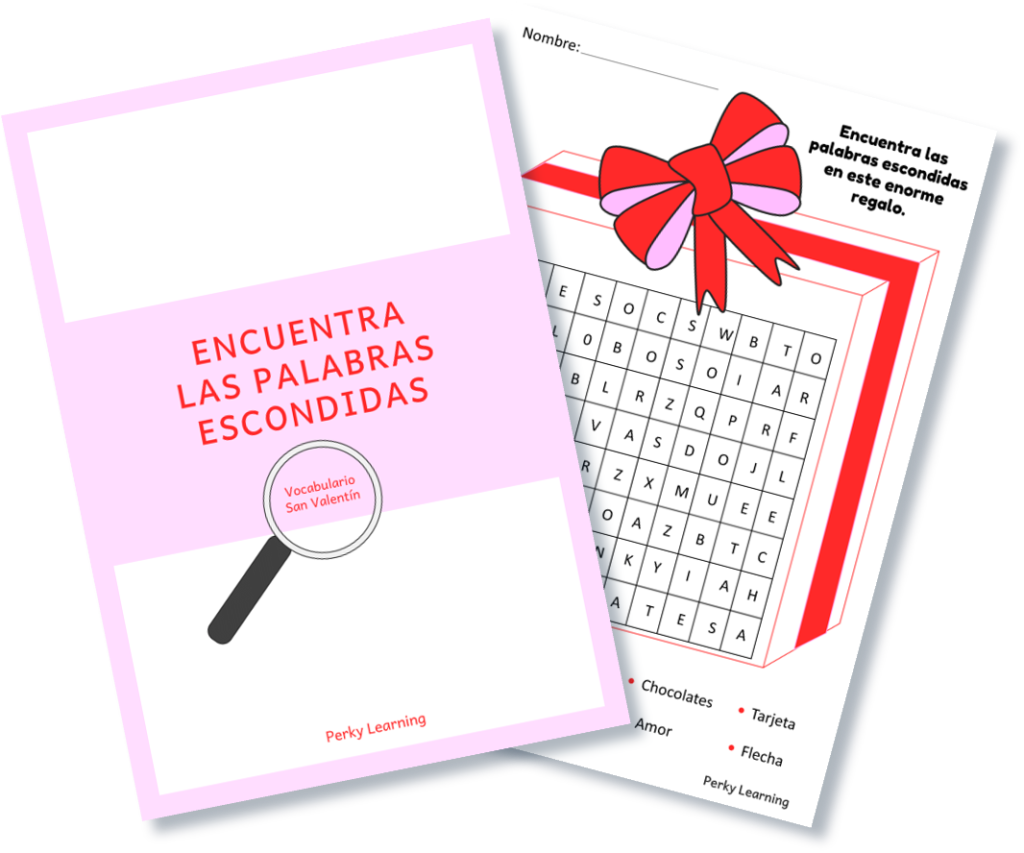 Free Valentine's Day vocabulary word search in Spanish
