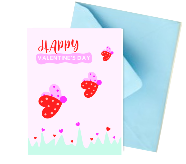 Free Printable double sided and foldable Valentine’s day card