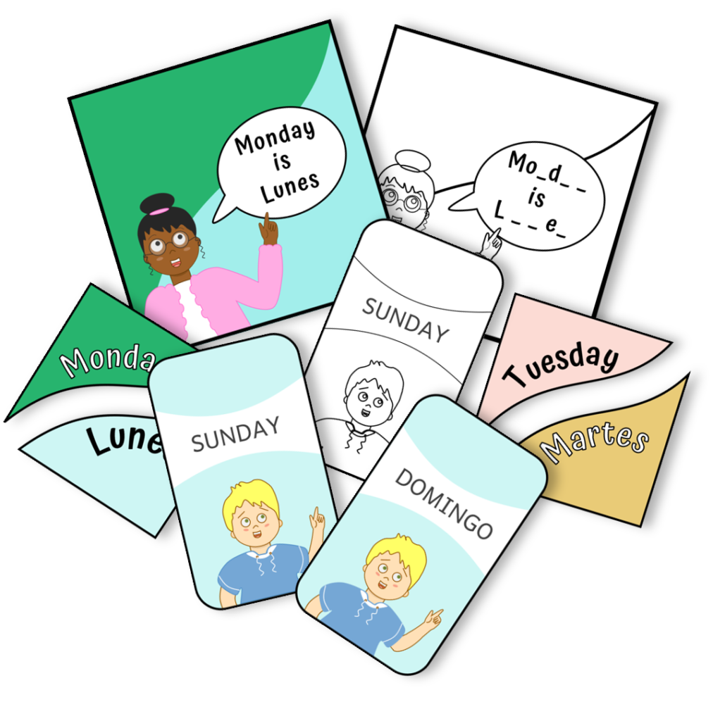 English and Spanish Classroom. Days of the Week Printables. Bilingual Posters