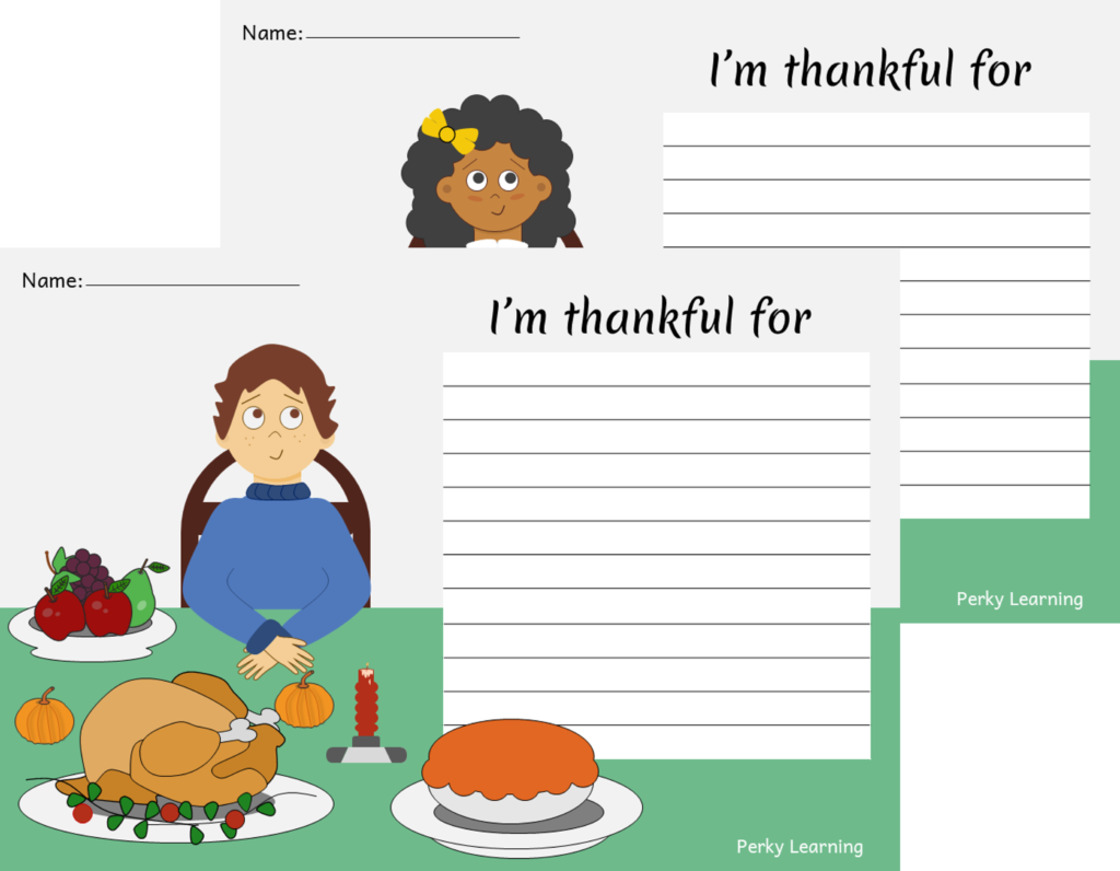 Giving thanks free writing worksheets for kids.